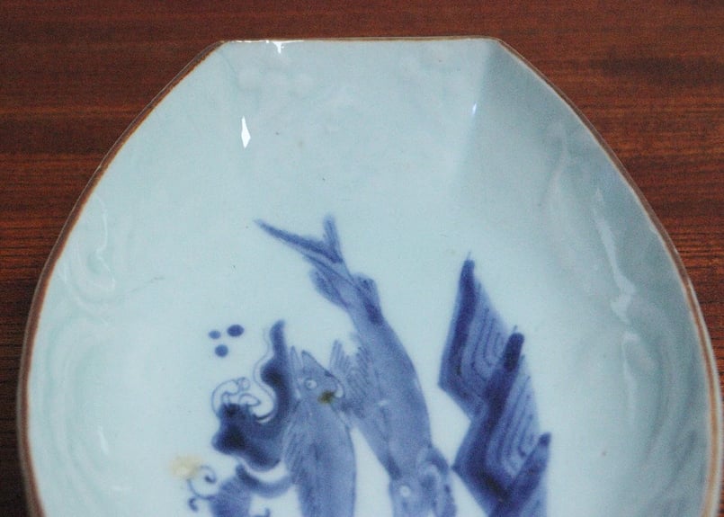 江戸中期染付鮎図舟形皿 | 吉祥寺PukuPuku