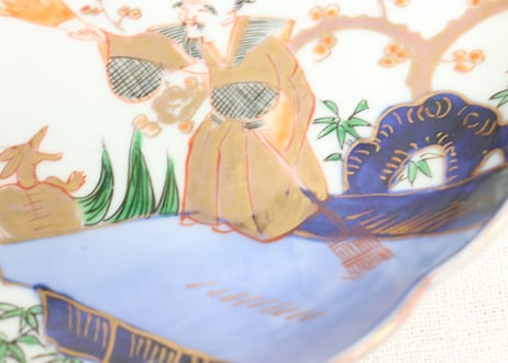 明治前期色絵高砂図通り物7寸皿