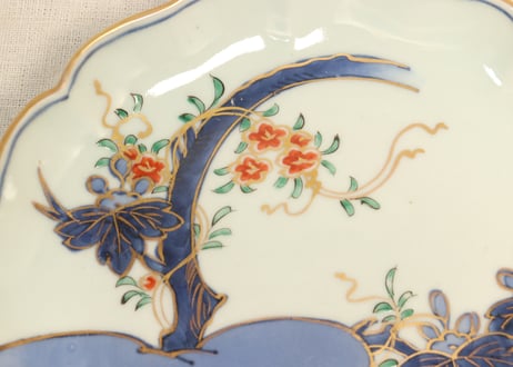 江戸中期色絵桐に蔦花図7寸皿①