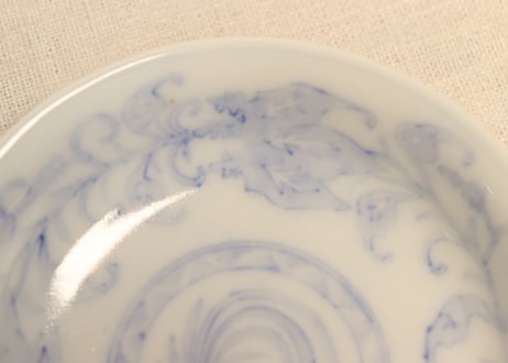 明治後期～大正染付桐と鳳凰図小皿