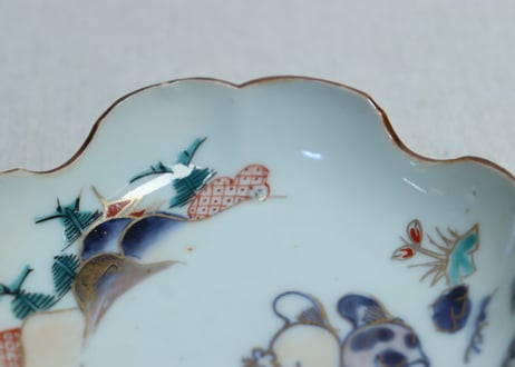 江戸中期色絵馬図四弁通り物小皿 　5客組