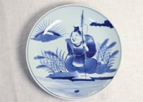 江戸幕末染付恵比寿様図9.5寸皿