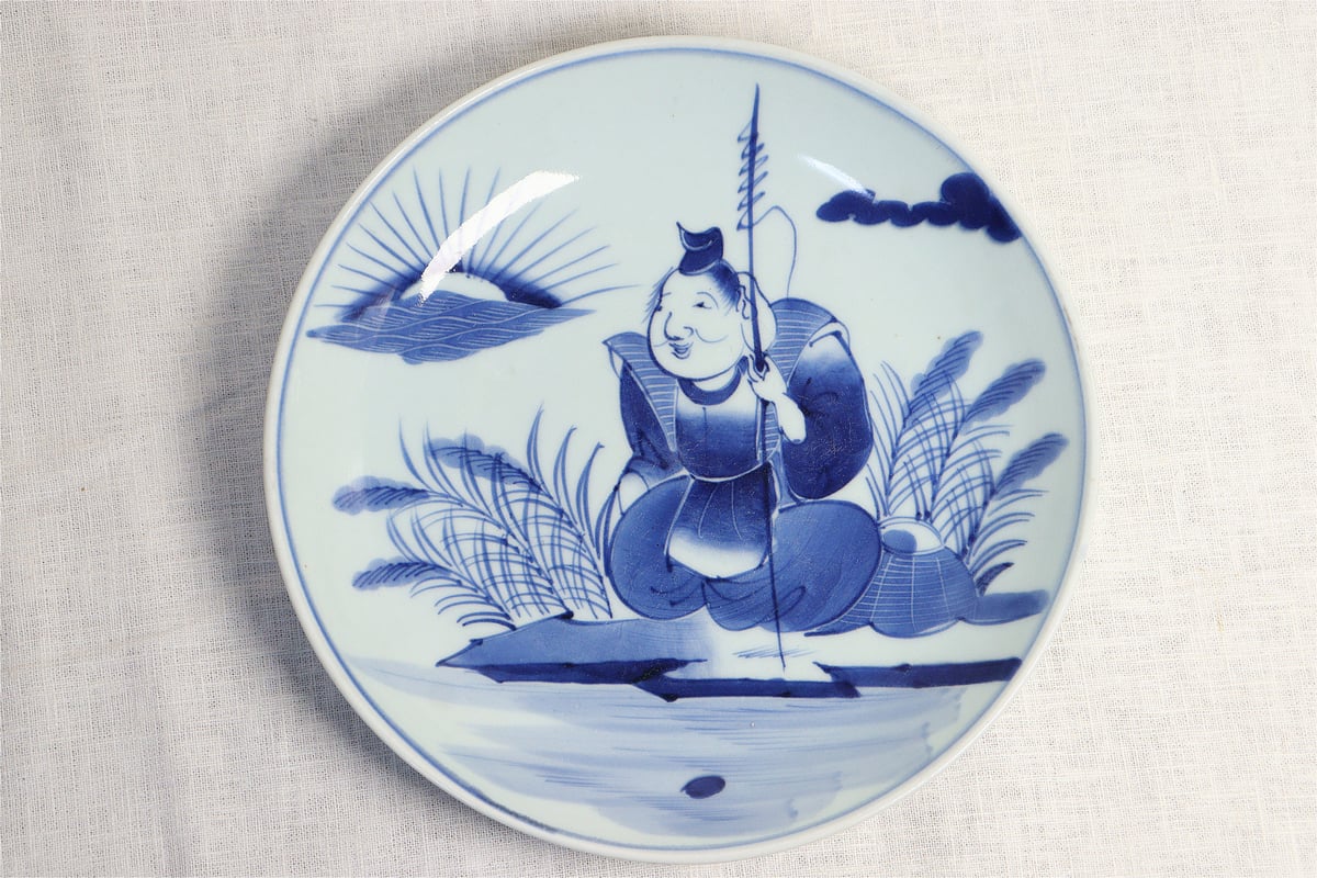 江戸幕末染付恵比寿様図9.5寸皿 | 吉祥寺PukuPuku