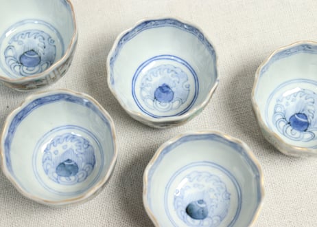 明治前期色絵鶴と松竹梅図通り物小向付