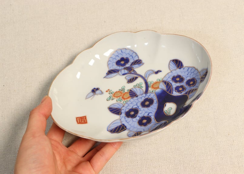 【 E918 】 素晴らしき超名品　明治期萬古焼上手作品　陽刻朝顔文飾り皿 E918 】 素晴らしき超名品 明治期萬古焼上手作品 陽刻朝顔文飾り皿 E918 】