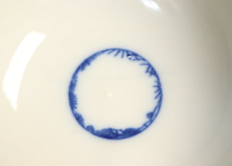 明治後期~大正銅判丸文に人物図飯茶碗