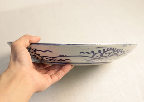明治前期紙刷富士に窓絵散らし図尺1寸皿 ノミホツ,少フリモノ