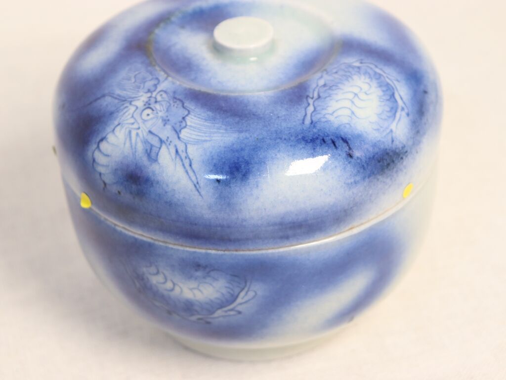 江戸幕末染付龍と波千鳥図食籠 小ホツ | 吉祥寺PukuPuku