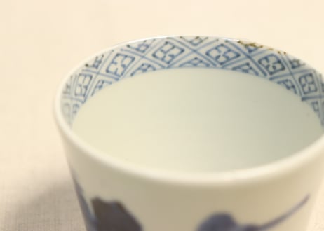 江戸幕末染付山水図猪口①