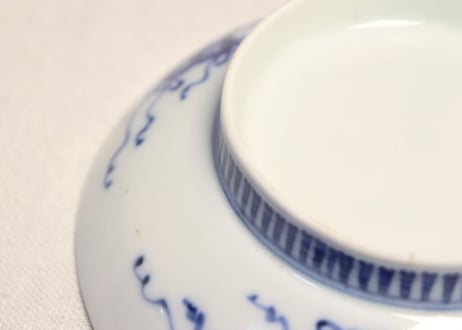 明治前期鍋島焼染付富士図5寸皿 小ニュウ