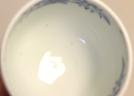 江戸幕末染付扇と花図向付