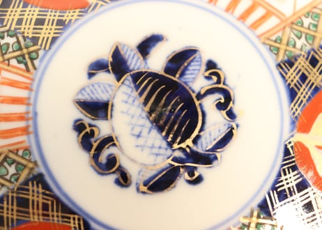 明治前期色絵牡丹図縁立ち5寸皿
