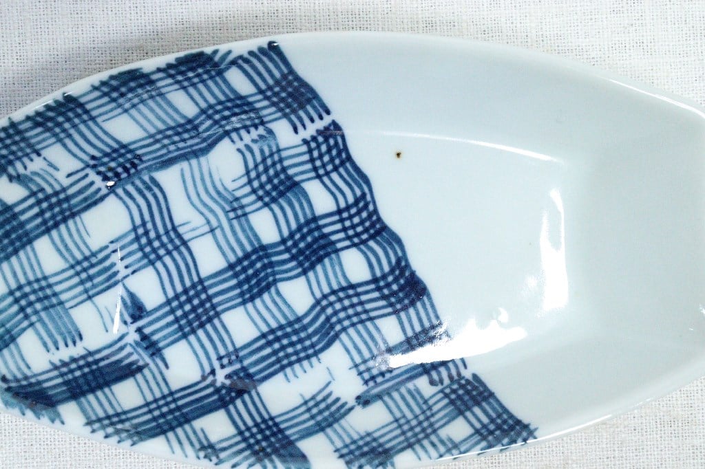 大正~昭和戦前染付幾何学文図舟形皿 | 吉祥寺PukuPuku