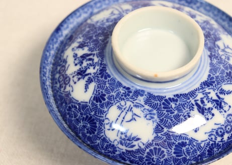 明治前期紙刷唐子と竹林図飯茶碗