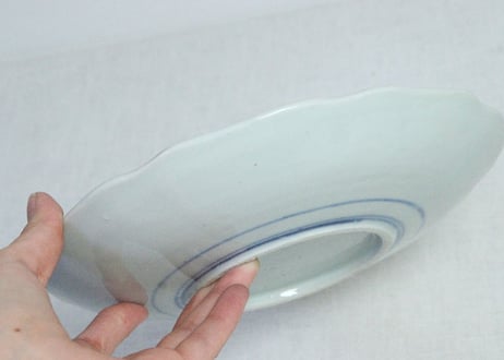 明治後期～大正色絵富士に鶴図7寸皿　少かたつき