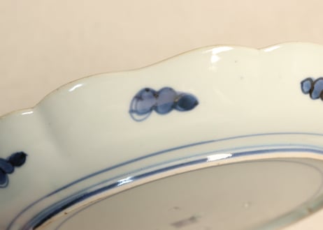 江戸中期色絵桐に蔦花図7寸皿③黒点