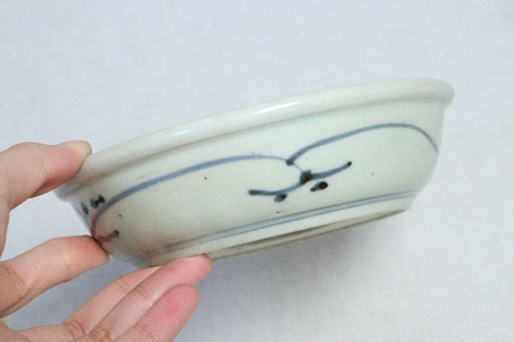 江戸後期染付三方に栗図なます皿① 窯傷,黒点 | 吉祥寺PukuPuku