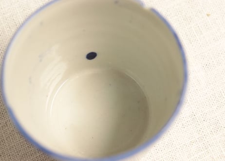 明治前期紙刷花散らし図猪口 カマキズ