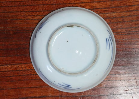 江戸中期色絵茄子図小皿　5客組