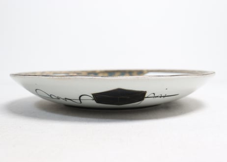 明治後期~大正九谷焼色絵松鶴図8寸皿