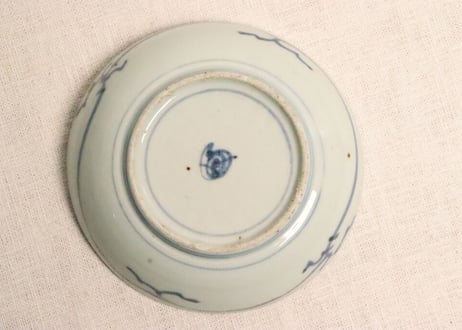 江戸中期くらわんか染付二方に草花図なます皿