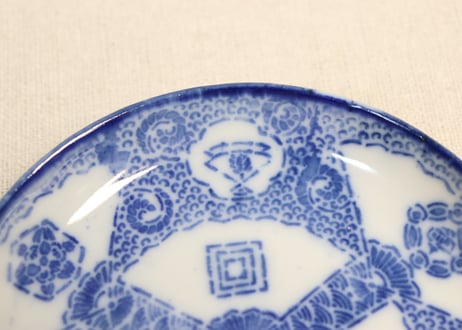 明治前期紙刷扇面窓絵図小皿
