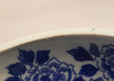 明治後期~大正銅判獅子牡丹図6寸鉢 ノミホツ,ムシクイ