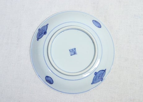 明治前期染付山水図6.5寸皿