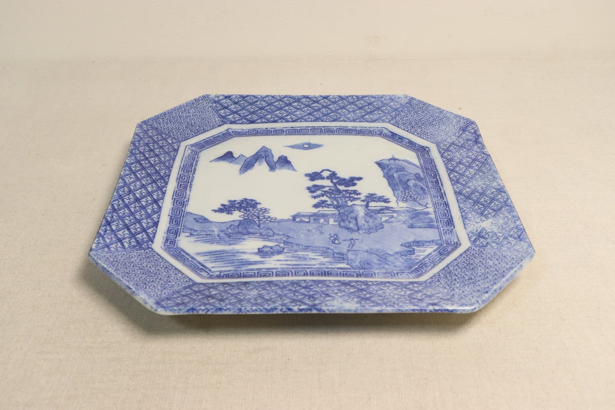 明治後期~大正銅判山水図角皿② かたつき | 吉祥寺PukuPuku