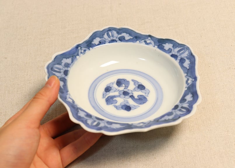 明治後期～大正染付花図五弁鍔縁5寸深皿 | 吉祥寺PukuPuku