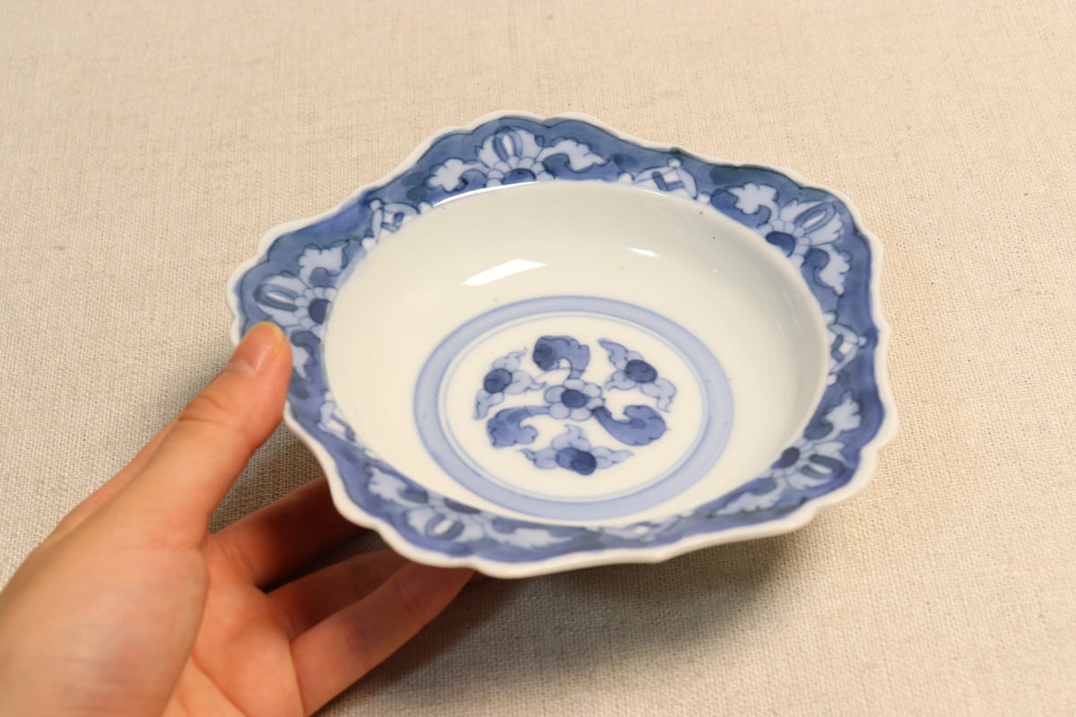 明治後期～大正染付花図五弁鍔縁5寸深皿 | 吉祥寺PukuPuku