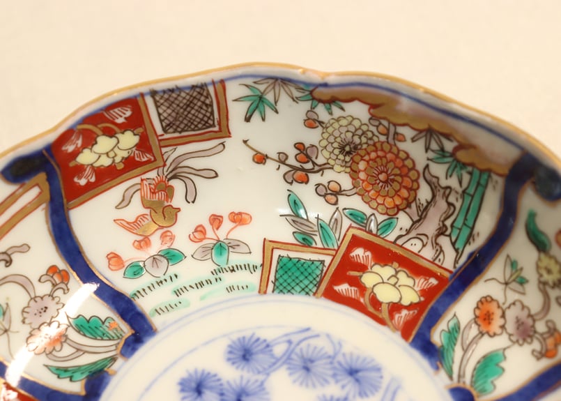 明治前期 色絵 花籠 龍と鳳凰 唐花 蝶 輪花 大鉢 【公式通販】