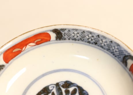 明治前期色絵萩と七宝文図飯茶碗②小ニュウ