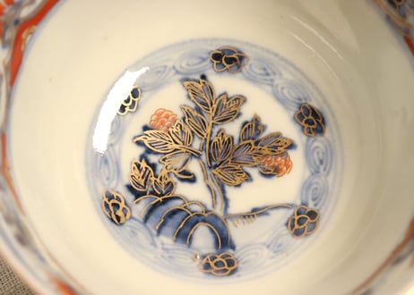 明治前期色絵龍と宝珠に人物図通り物飯茶碗②蓋少甘手
