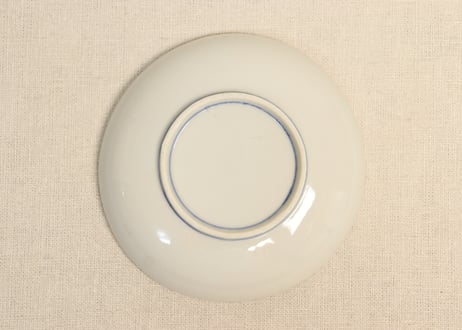 昭和戦前ゴム判竹と菊図小皿