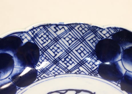 明治前期染付藤と牡丹図なます皿①