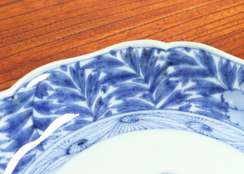 藍柿 牡丹唐草文 六寸皿 仙遊洞 伊万里・食器 販売