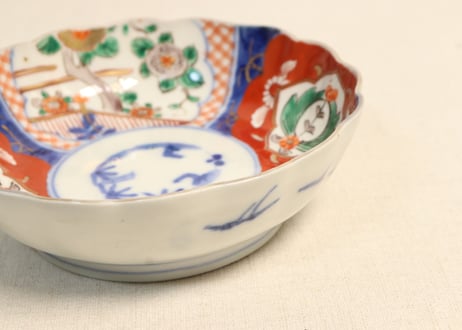 明治前期色絵四方に花図なます皿