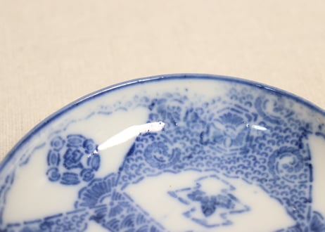 明治前期紙刷扇面窓絵図小皿