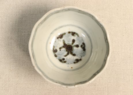 明治前期色絵松竹梅と鶴図通り物向付②変色