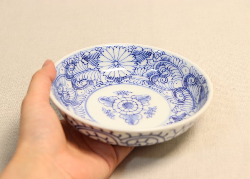 江戸幕末線描き花と唐草図なます皿 | 吉祥寺PukuPuku