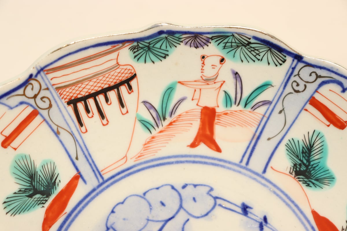 明治後期～大正色絵唐子と松鶴図7寸皿 | 吉祥寺PukuPuku