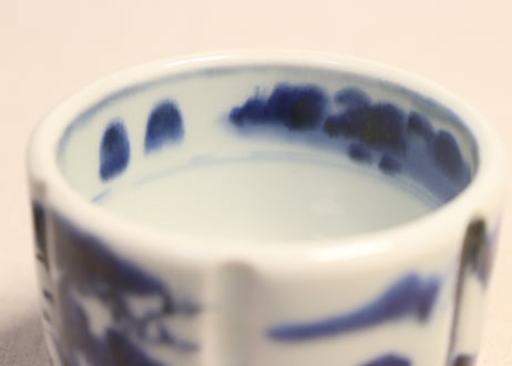 江戸幕末染付山水図鎬向付(大ぶり)