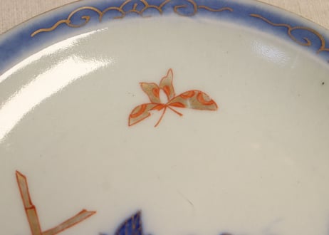 明治後期~大正金彩牡丹図6寸皿② 窯傷