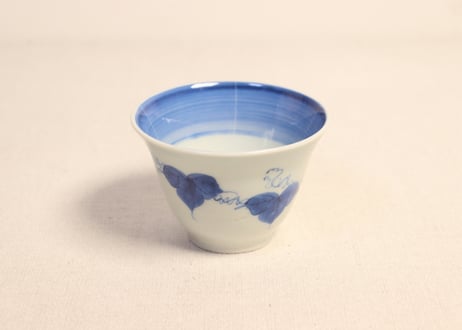 明治前期染付朝顔図向付 5客組　1客少甘手有り