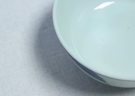 明治後期～大正染付山水に芭蕉図蒸茶碗