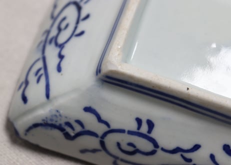 明治前期紙刷微塵唐草図長皿