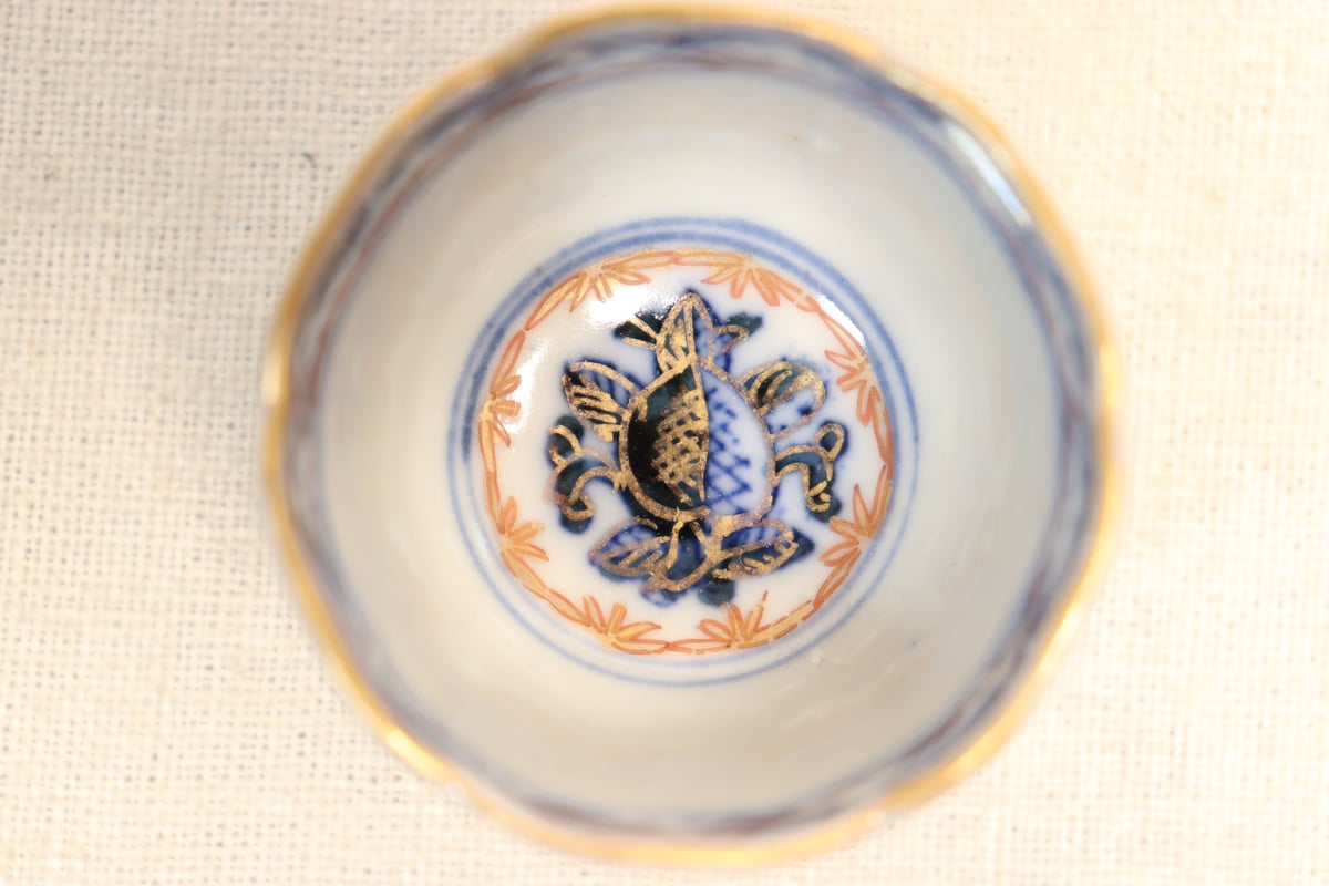 明治前期色絵桃と鶴図通り物小向付 | 吉祥寺PukuPuku