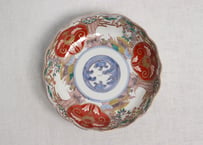 明治前期色絵松竹梅に鶴亀図通り物大なます皿①