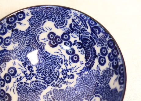 明治前期紙刷松に鷹図蓋茶碗